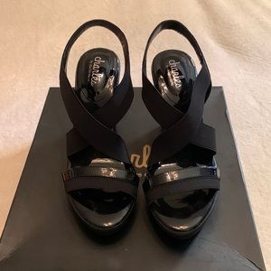Charles David platform black platform sandal Sz. 6